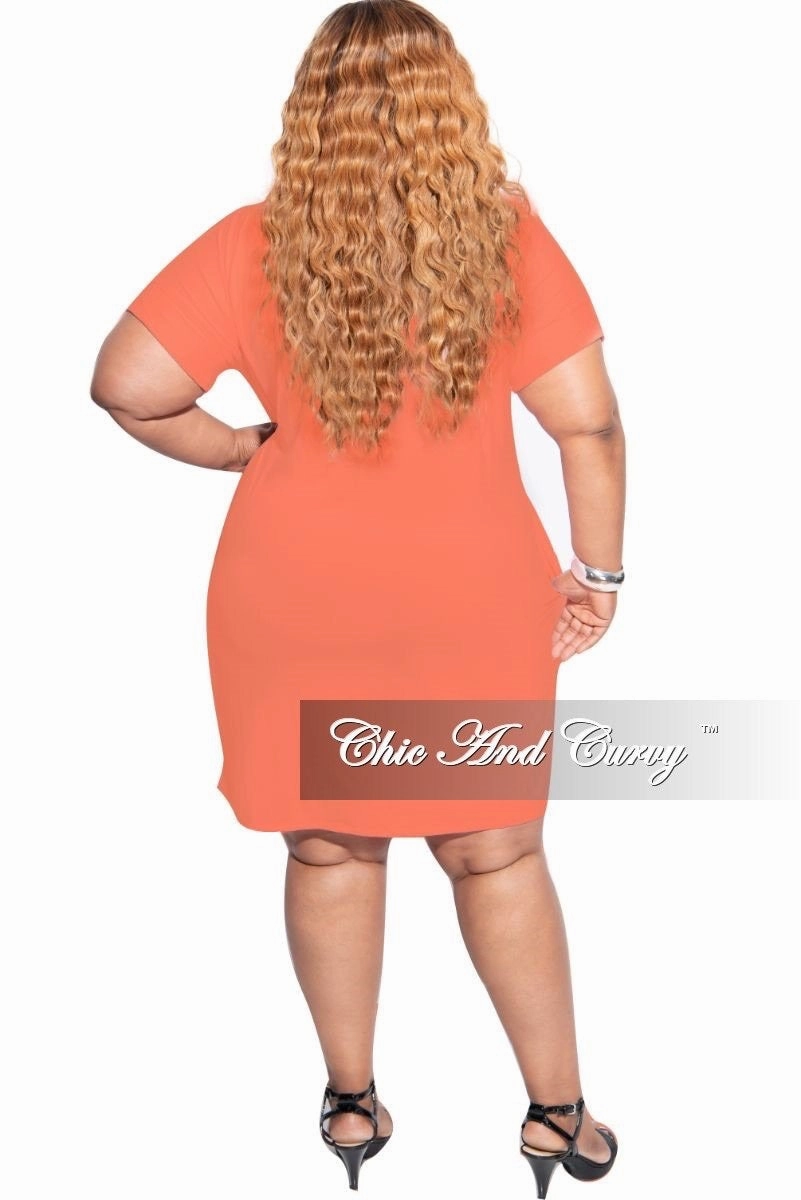 Final Sale Plus Size Rolled Sleeve V-Neck Dress in Ash Cooper Organic Cotton Blend Work Essential
