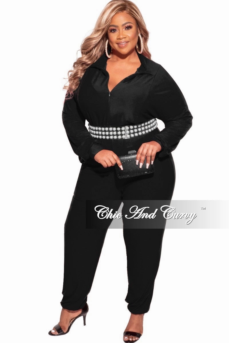 Final Sale Plus Size Parachute Jumpsuit in Black Sport Friendly