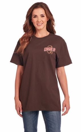 Cowgirl Up Womens Give Me Rodeo Boyfriend Chocolate 100% Cotton S/S T-Shirt Trendsetting Travel Essential