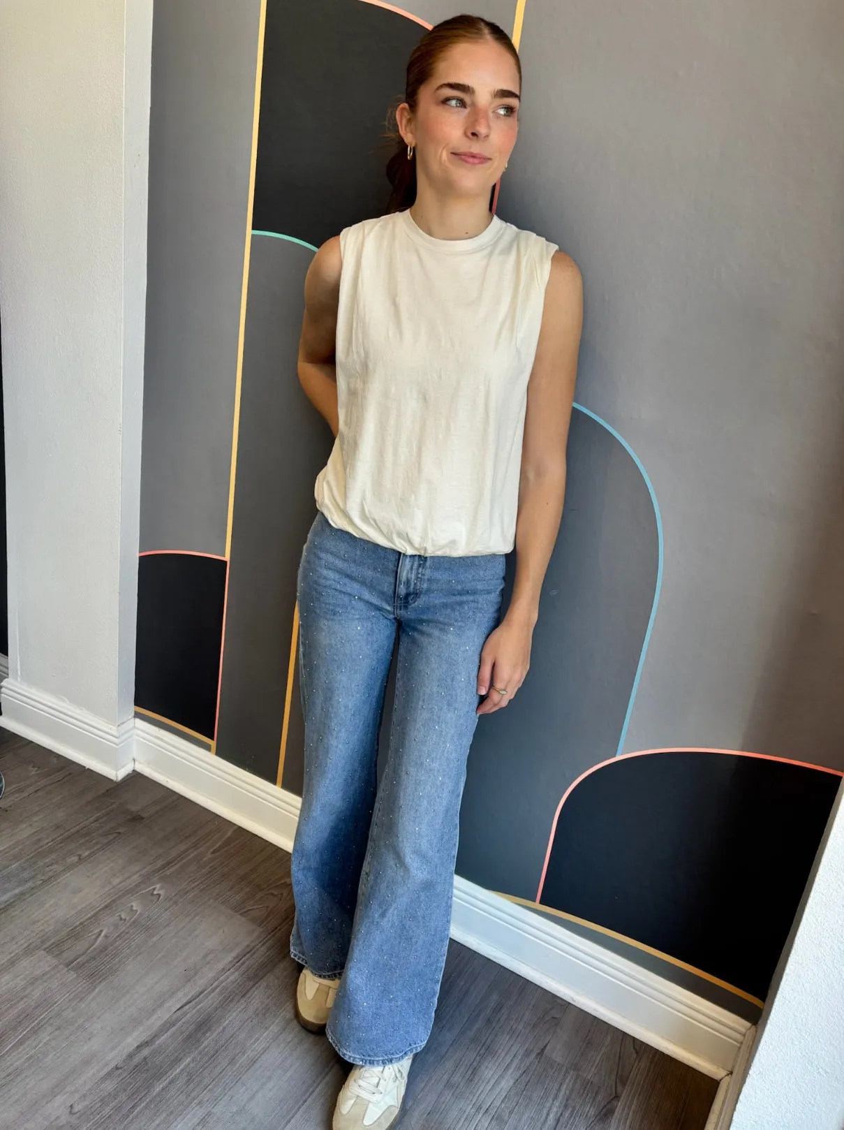 Crewneck Bubble Hem Tee DoubleStitched Hemming