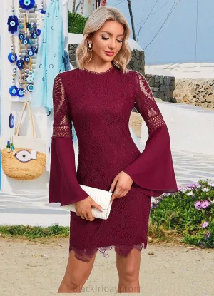 Cristal Cascading Ruffles Scoop Elegant Sheath/Column Lace Dresses BF2P0022507
