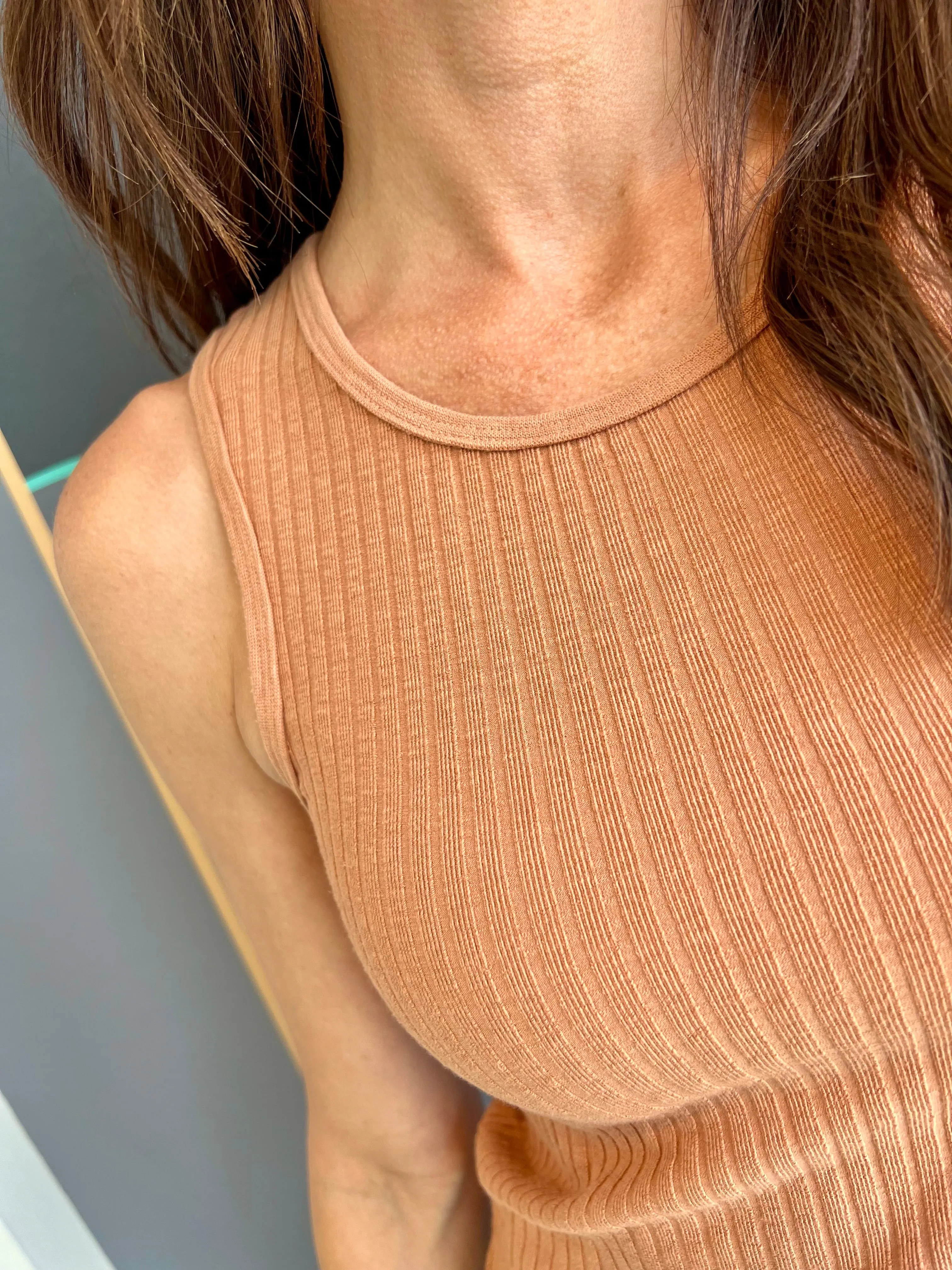 TearResistantWeave YarnDyed Stripes Cropped Rib Tank