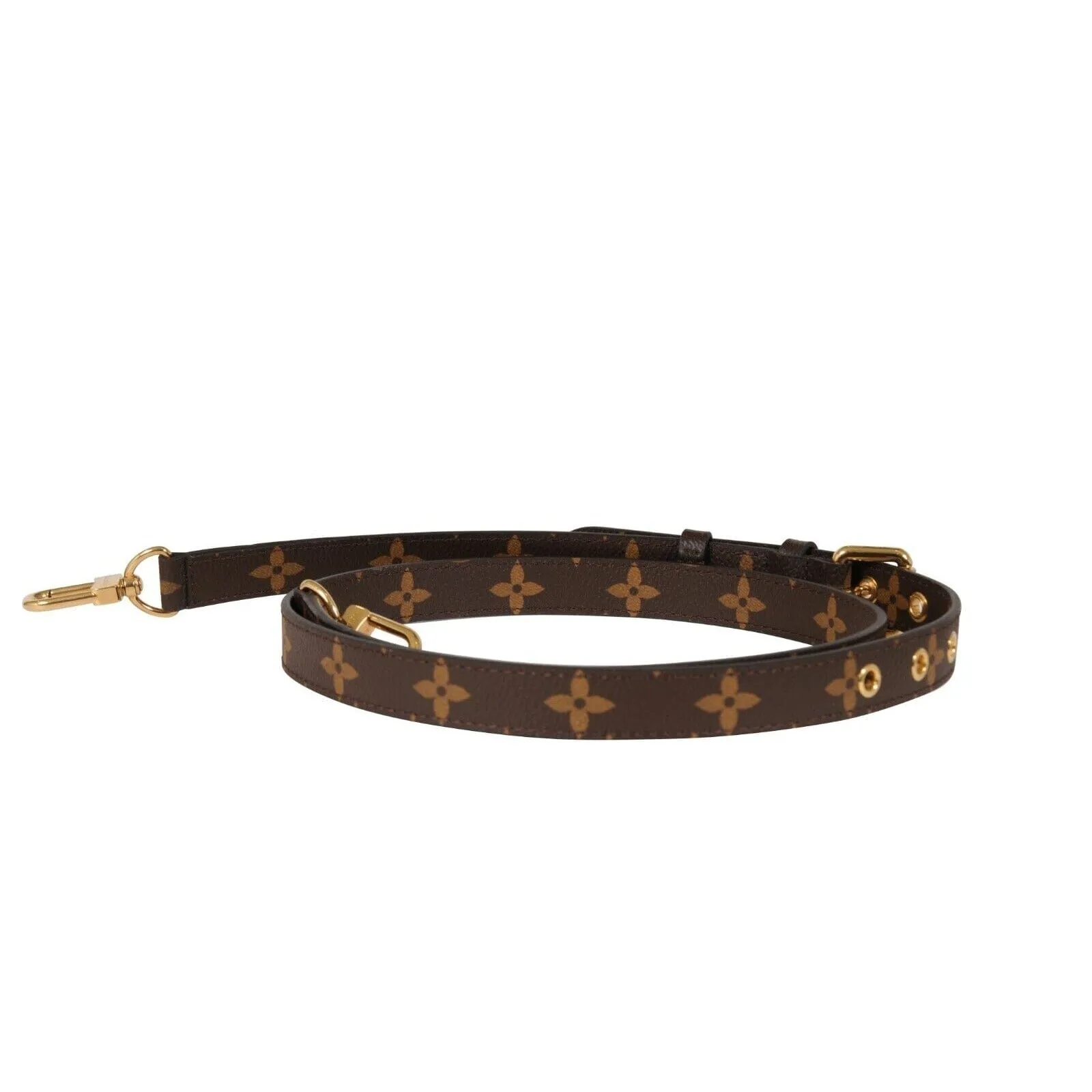 Crossbody Shoulder Bag Strap LV Logo Monogram Canvas Brown Gold