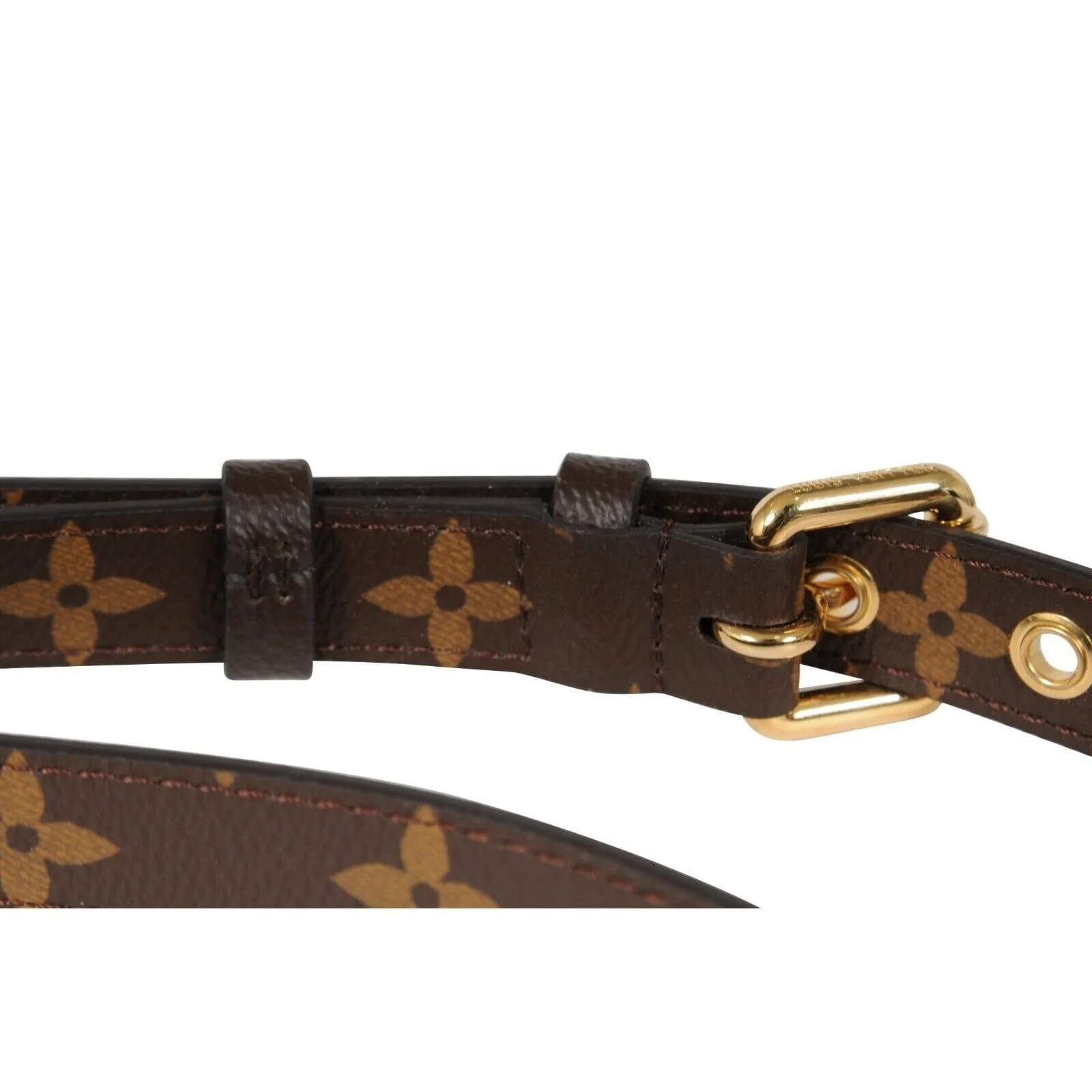 Crossbody Shoulder Bag Strap LV Logo Monogram Canvas Brown Gold