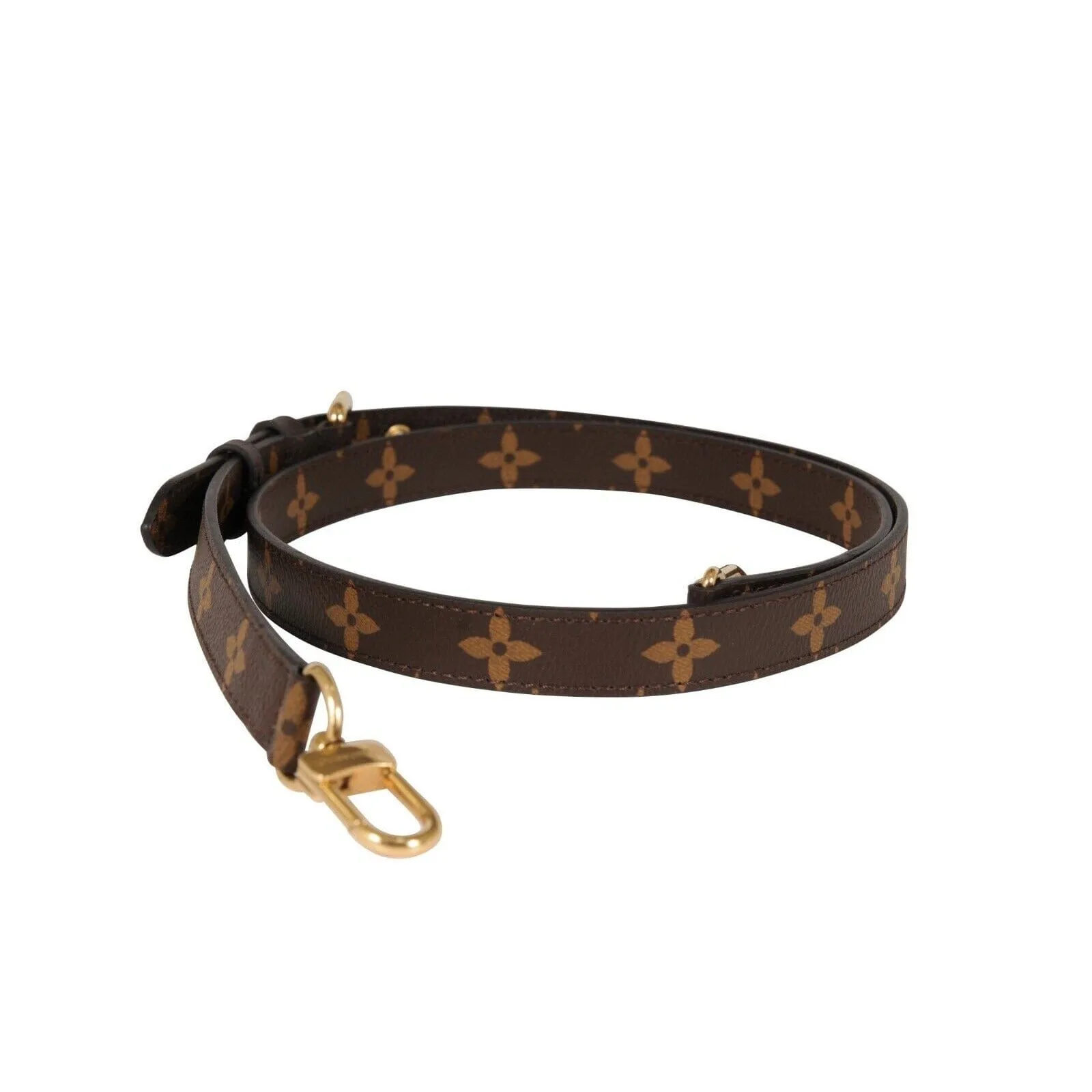 Crossbody Shoulder Bag Strap LV Logo Monogram Canvas Brown Gold