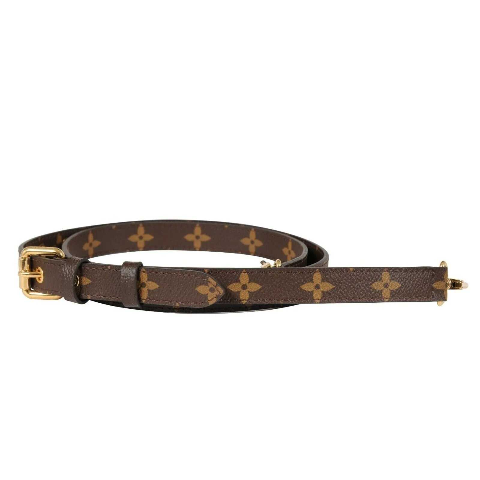 Crossbody Shoulder Bag Strap LV Logo Monogram Canvas Brown Gold