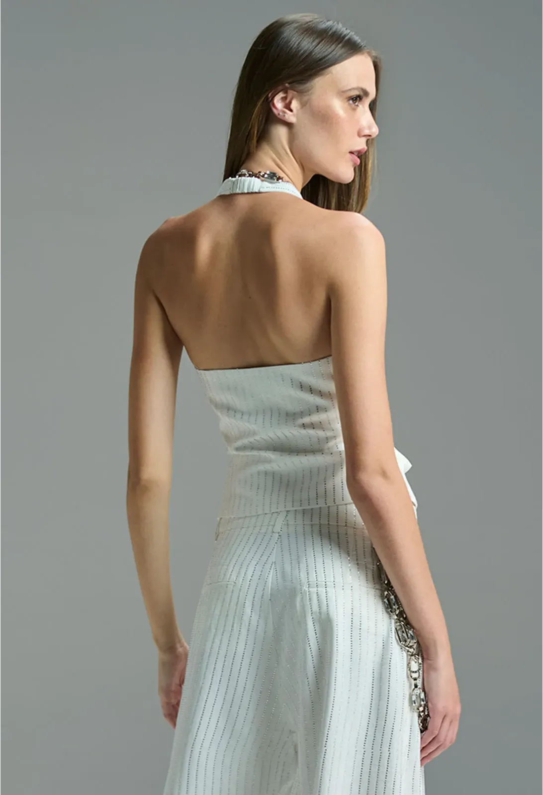 Crystal Stripes Halter Top
