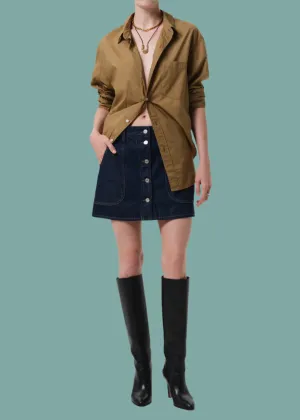 Curved Pocket Mini Skirt Quick Release Buckle Neutral Look