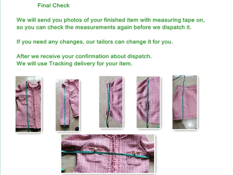 Custom Made Pink Suit Checked Tweed Tassel Fringe Jacket   Fishtail Skirt Suit