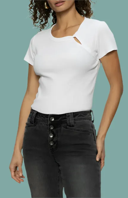 Low Profile Waistband Integration BreathableMeshInsert Cut Out T-Shirt