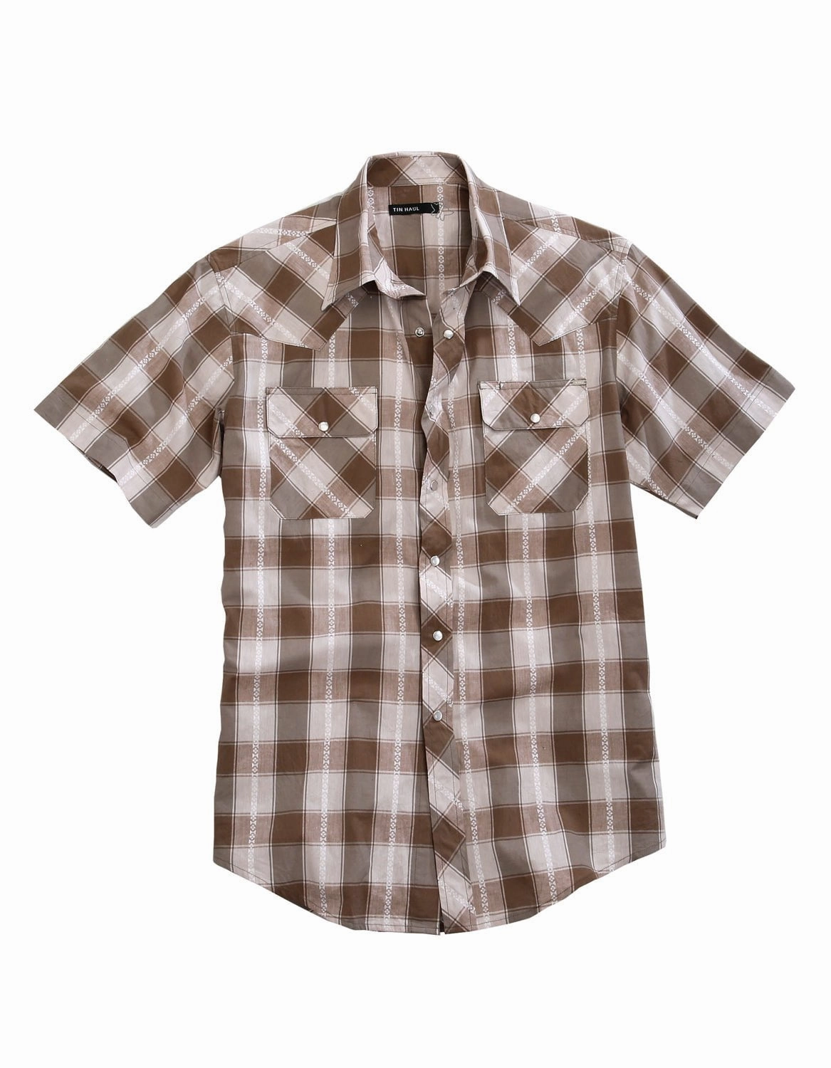Tin Haul Mens Grey 100% Cotton Buffalo Dobby S/S Shirt Military Inspired Quality Material