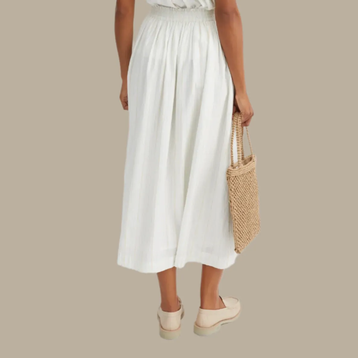 Dagny Skirt | White & Yellow Stripe
