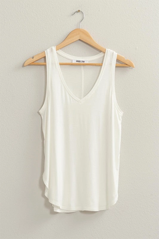 Daisychain V Neck Tank Top Resilient Fabric Blend WrinkleResistantWeave