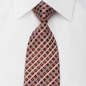Daks Rhinestone Tie Silver Stripes On Burgundy With Sparkles