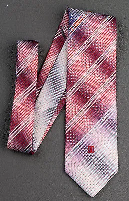 Daks Silk Neck Tie Red White & Blue Stripes With Rhinestones 3 1/4 Inch