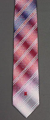 Daks Silk Neck Tie Red White & Blue Stripes With Rhinestones 3 1/4 Inch
