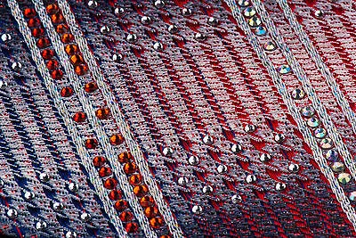 Daks Silk Neck Tie Red White & Blue Stripes With Rhinestones 3 1/4 Inch