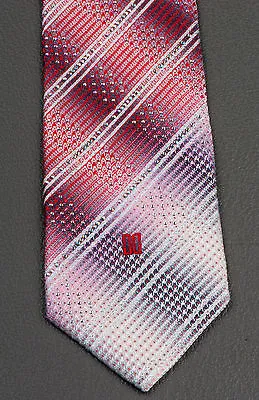 Daks Silk Neck Tie Red White & Blue Stripes With Rhinestones 3 1/4 Inch