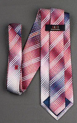 Daks Silk Neck Tie Red White & Blue Stripes With Rhinestones 3 1/4 Inch