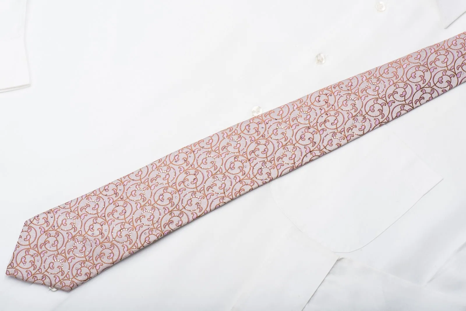 Daniel Hechter Men's Rhinestone Tie Scrolls On Mauve With Purple Sparkles
