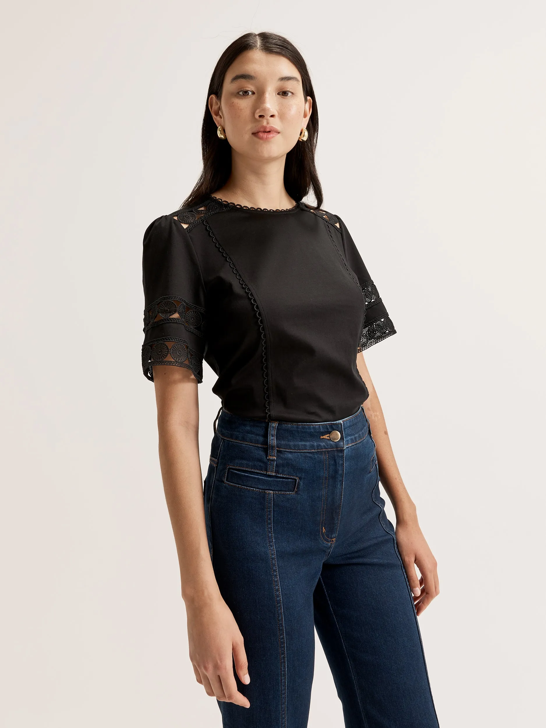 Silicone Print Detail Basic Wardrobe Daphne Top