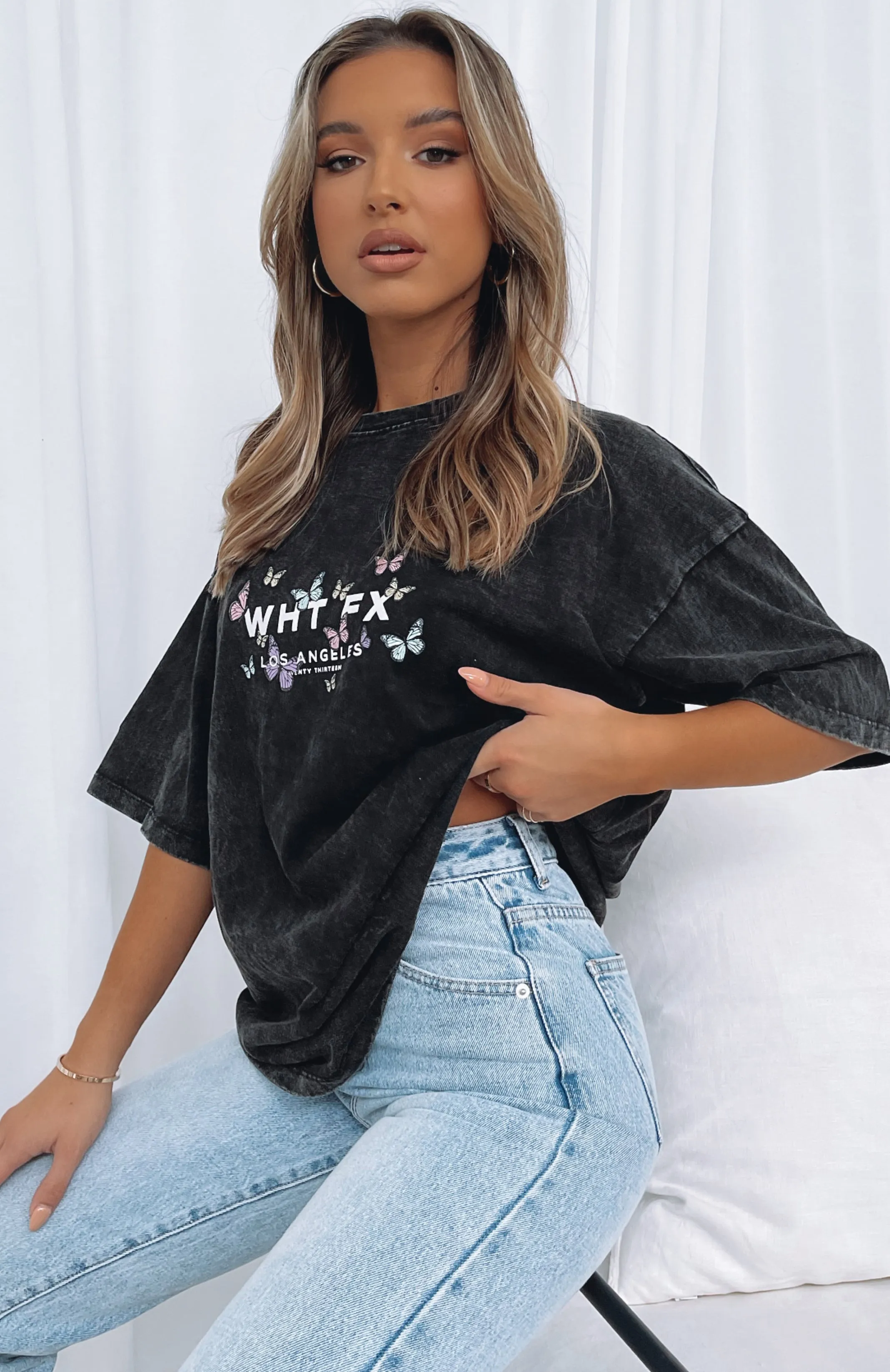 Dare To Dream Oversized Tee Acid Black High Collar Protection Design Multi Directional Zipper Placement