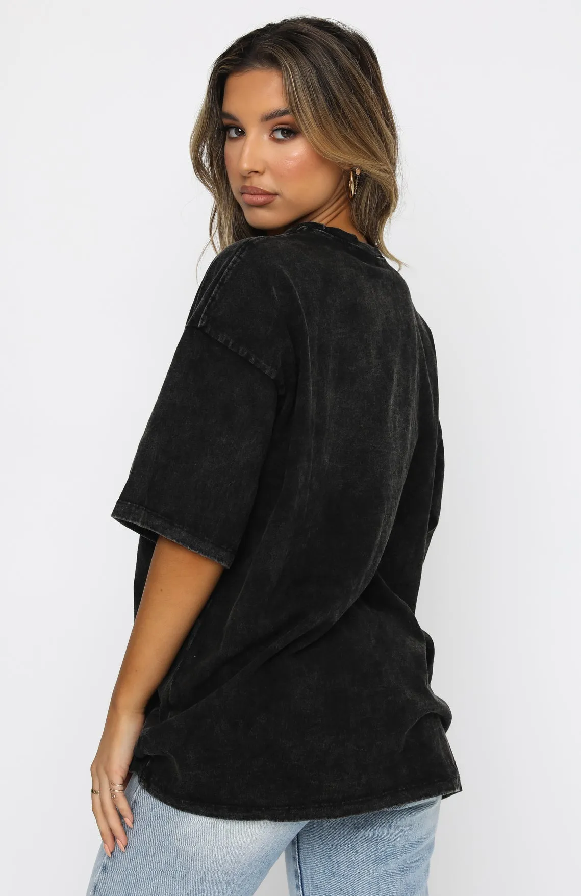 Dare To Dream Oversized Tee Acid Black YarnDye Technique Soft Cotton Blend