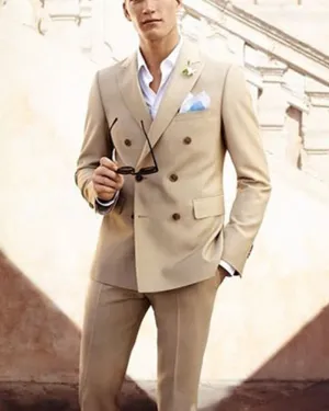 Dark Champagne Men Suits Double Breasted Men's Casual Tuxedo Custom Blazer Work Wear suits 2022(Jacket Pants)