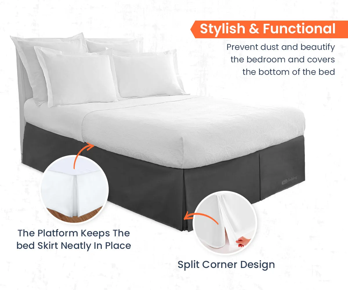 DARK GREY PLEATED BED SKIRT