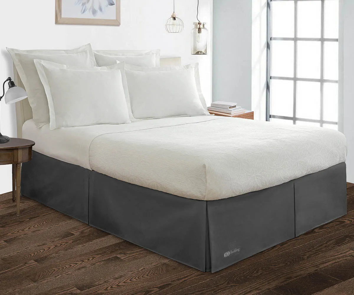 DARK GREY PLEATED BED SKIRT