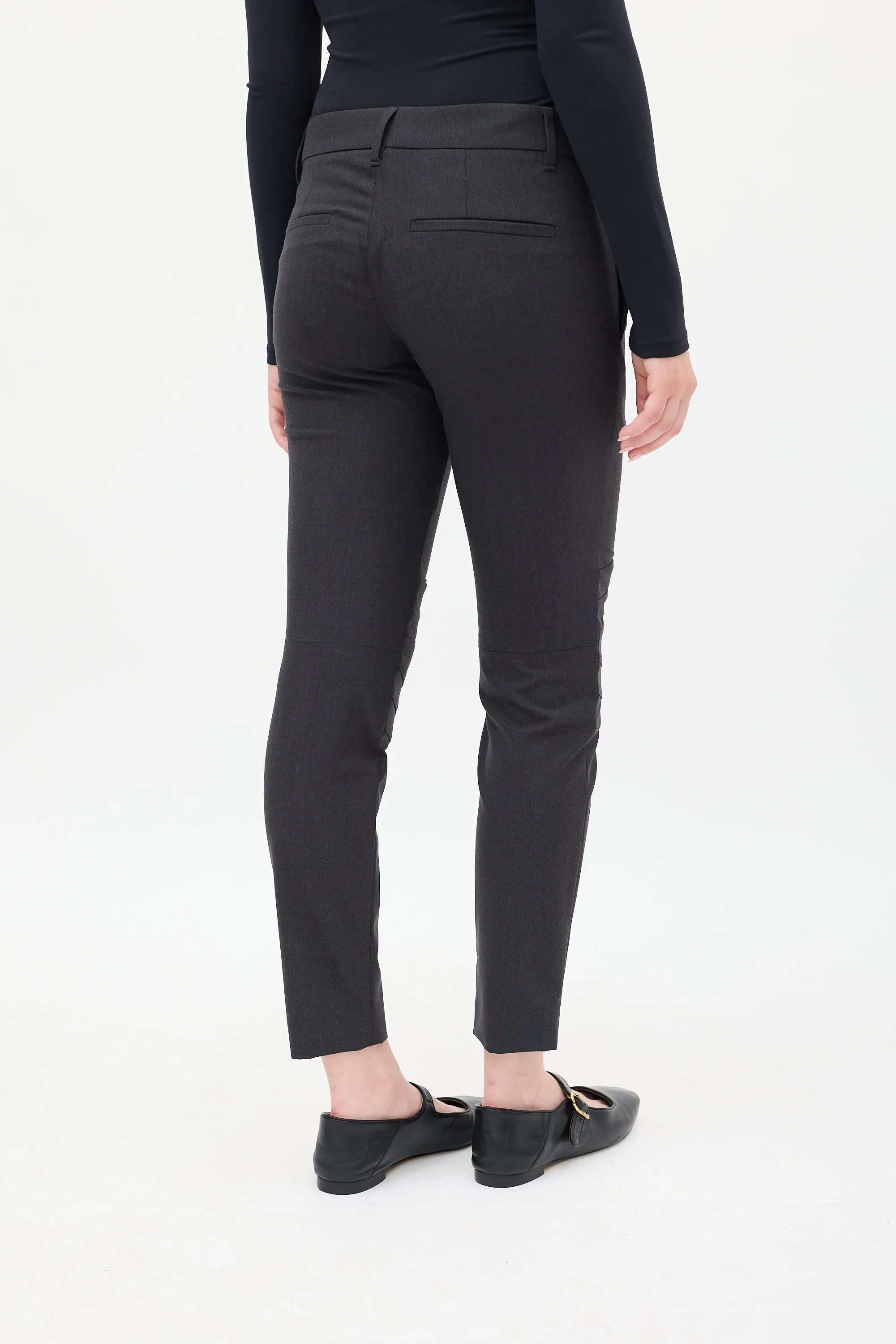 Dark Grey Wool Panelled Knee Trouser