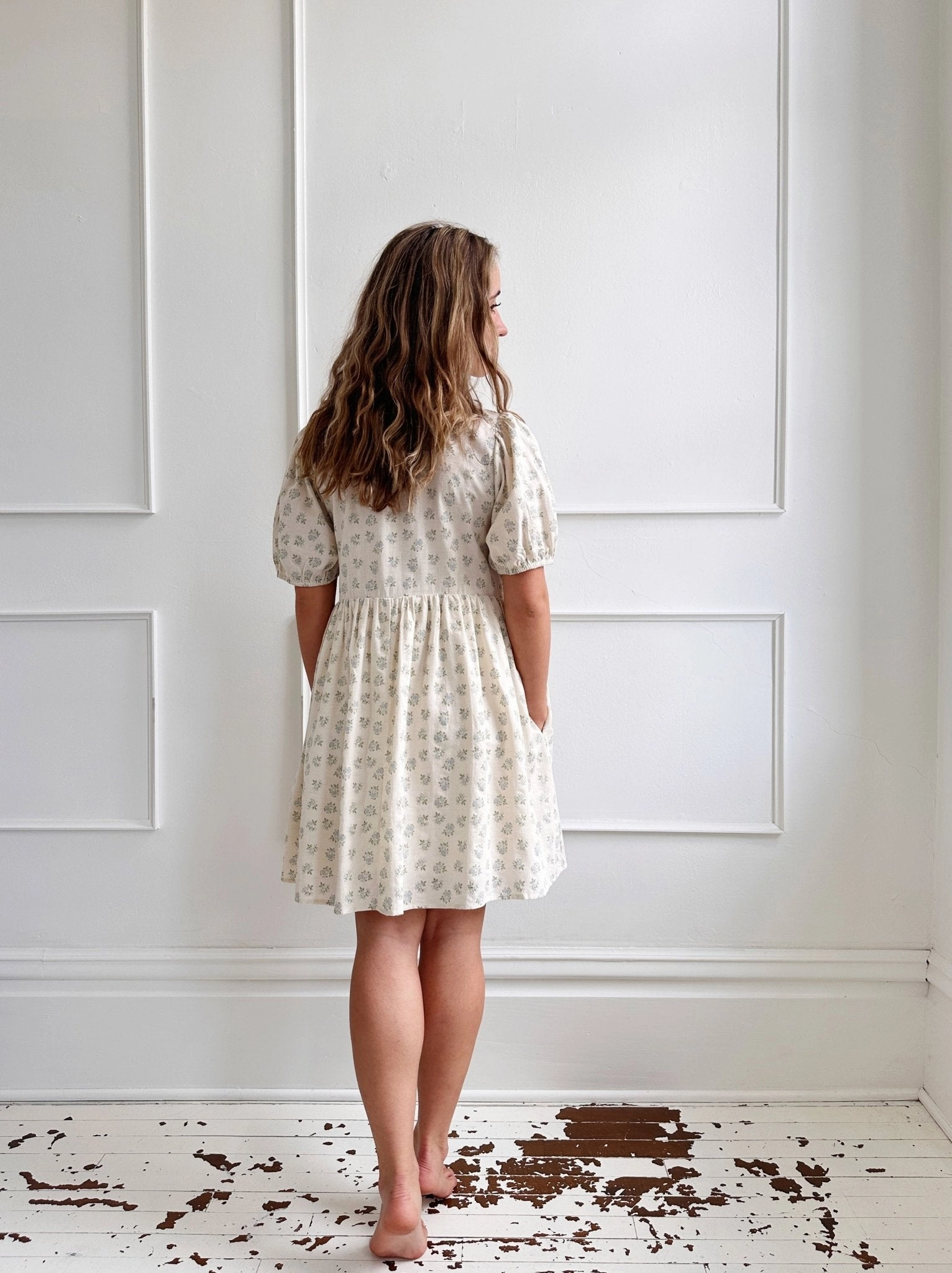 Floral Puff Sleeve Mini Dress Aura Glow Outfit Core