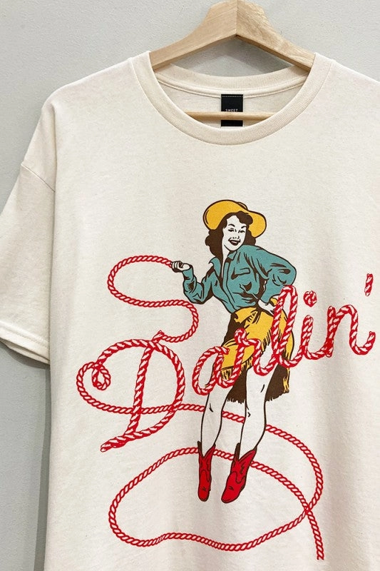 Darlin' Cowgirl Tee S-XL Layered Panel Design DurableStitching