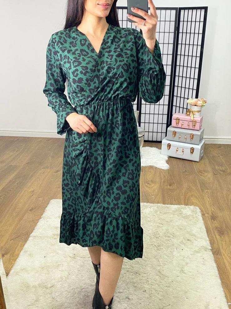 Darly Leopard Print Ruffle Detail Dress