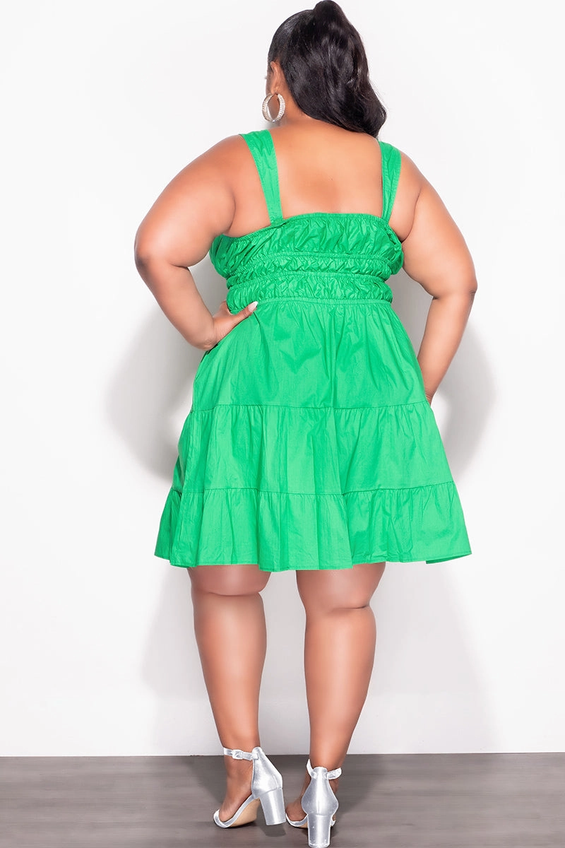 Comfortable Look Wear Casual Comfort Layers Final Sale Plus Size Sleeveless Baby Doll Dress in Green