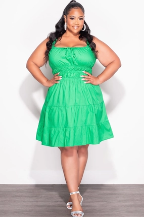 Everyday Must-have Snag Resistant Fabric Final Sale Plus Size Sleeveless Baby Doll Dress in Green