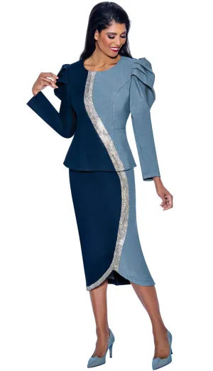 Devine Sport Denim Skirt Suit 64032C-Navy