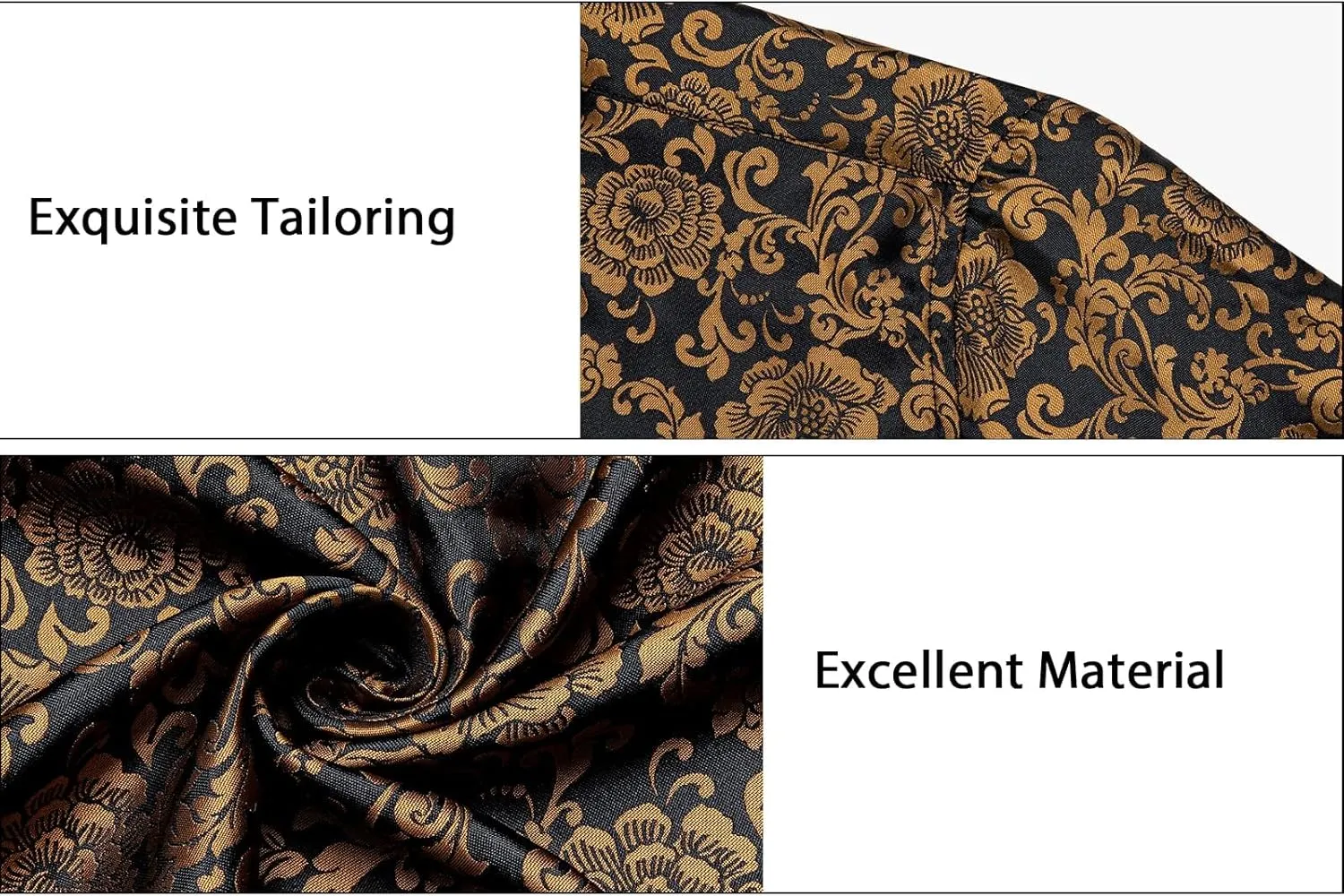 DiBanGu Mens Silk Paisley Dress Shirts,Long Sleeve Button Down Shirt Casual Regular Fit Shirt for Men Wedding Party