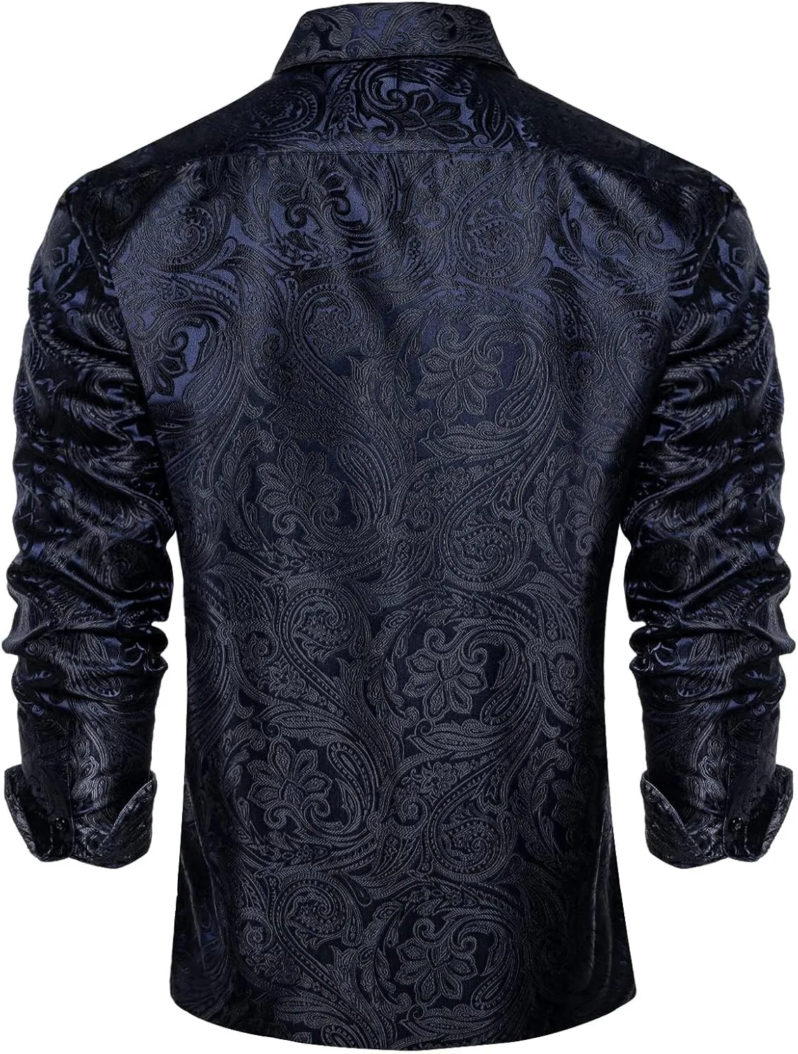 DiBanGu Mens Silk Paisley Dress Shirts,Long Sleeve Button Down Shirt Casual Regular Fit Shirt for Men Wedding Party