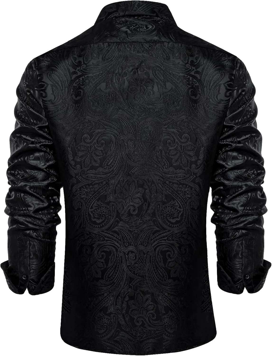 DiBanGu Silk Paisley Dress Shirts for Men Long Sleeve Button Down Shirt Casual Regular Fit Mens Shirts Wedding Party
