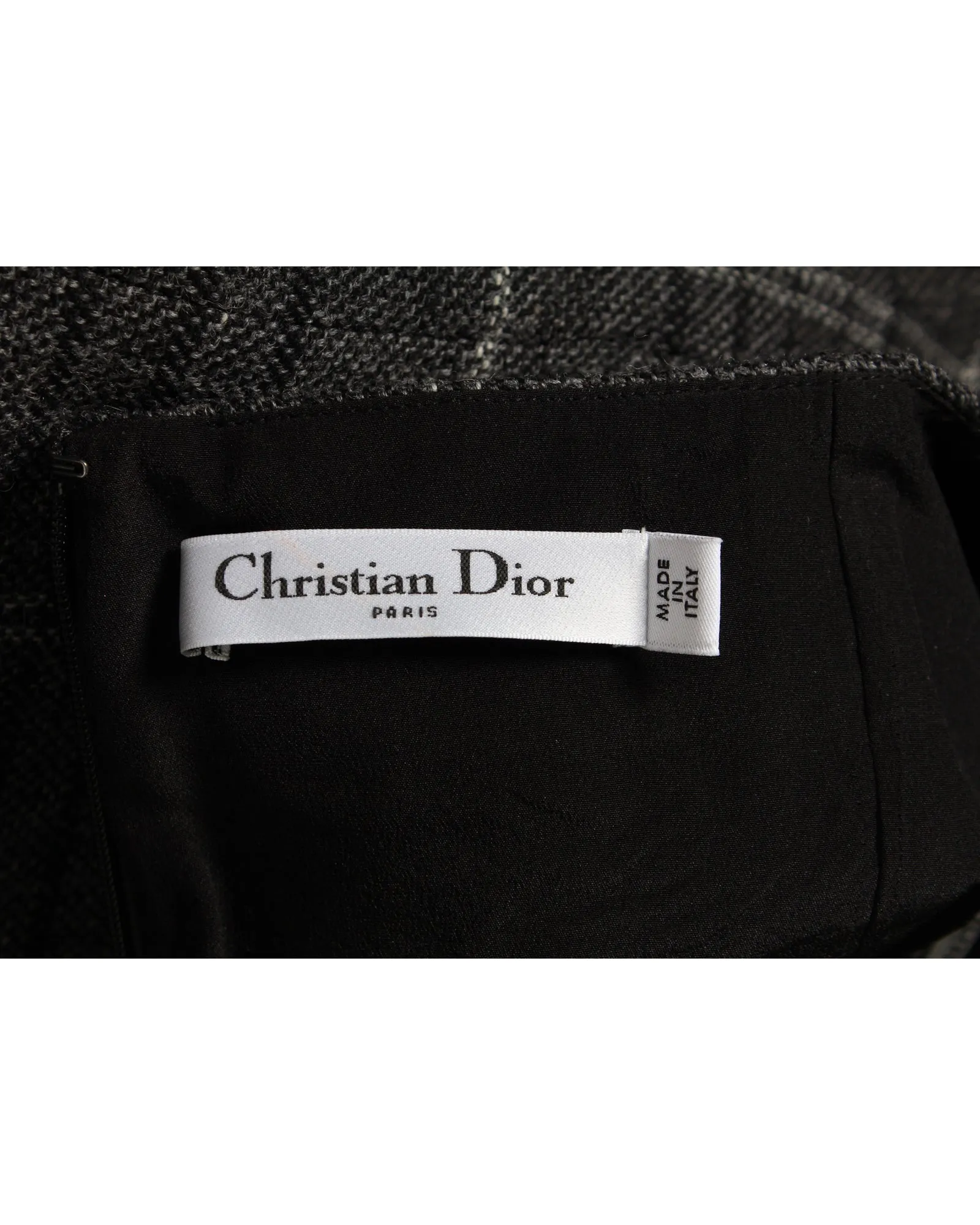 Dior Plaid Pencil Midi Skirt in Grey Wool