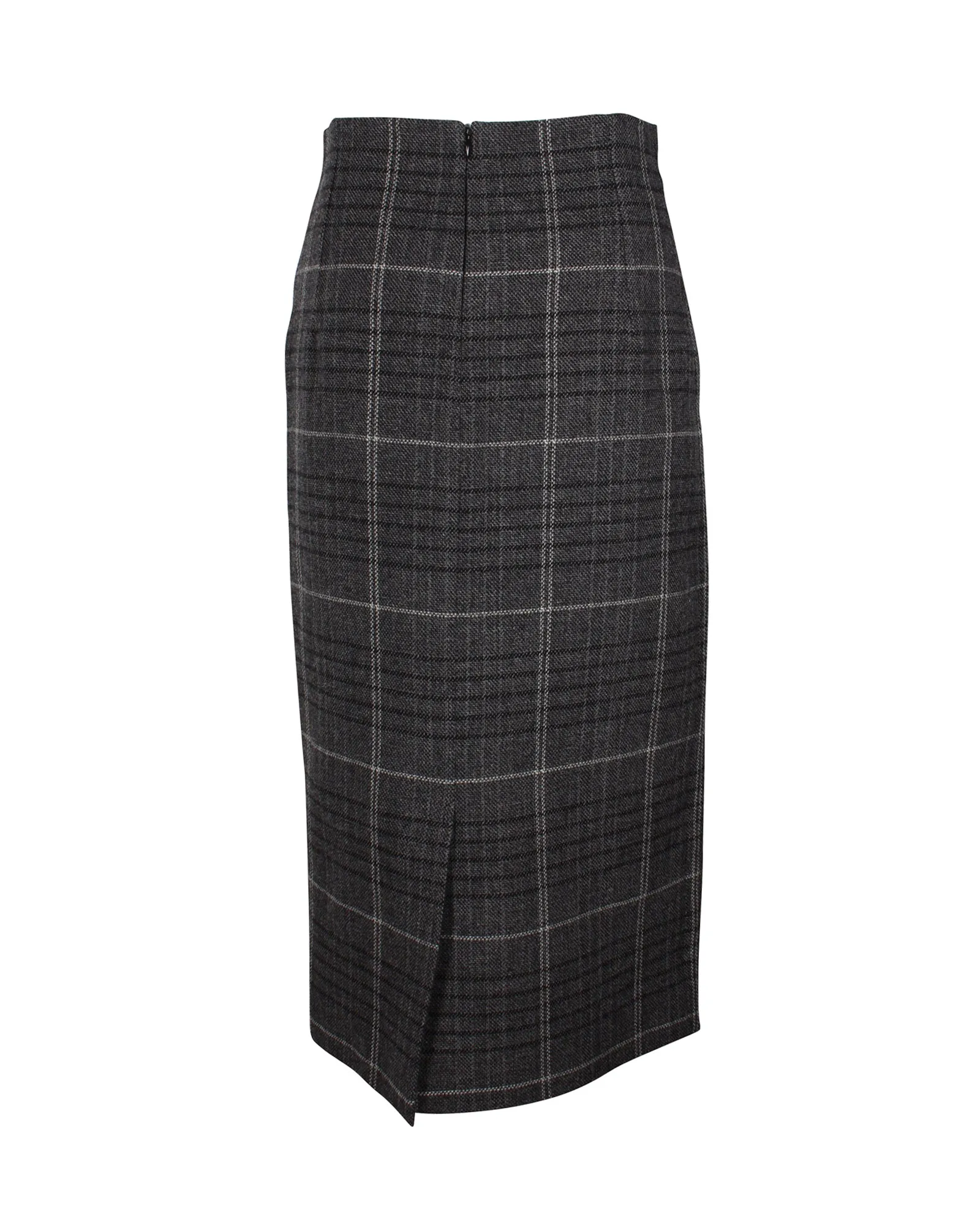 Dior Plaid Pencil Midi Skirt in Grey Wool