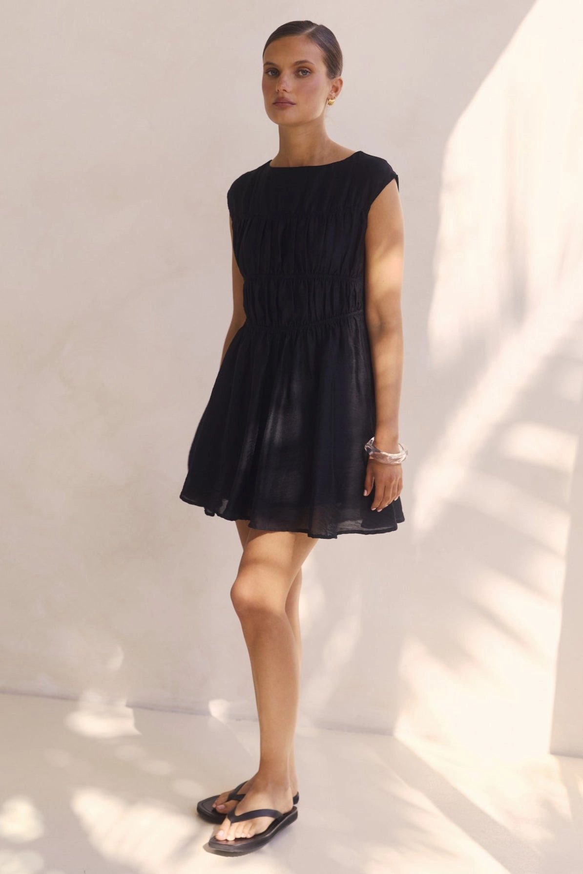 Indra Mini Dress (Black) Comfortable Layering Autumn Look