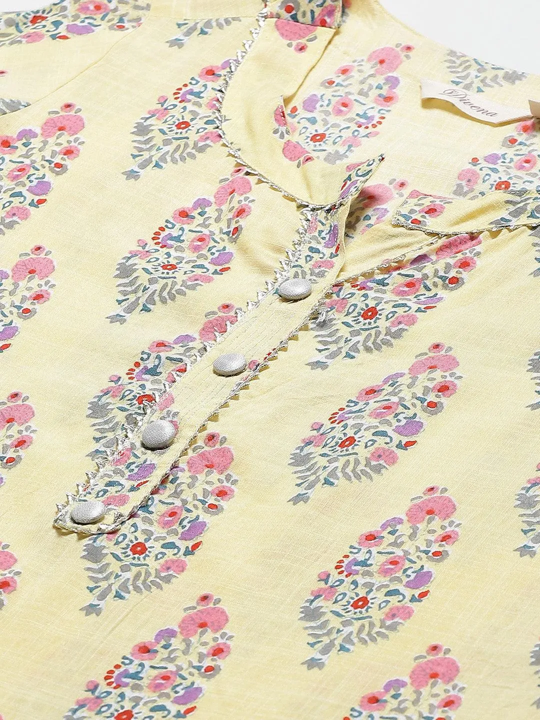 Divena Yellow Rayon Printed Kurti Sharara Set
