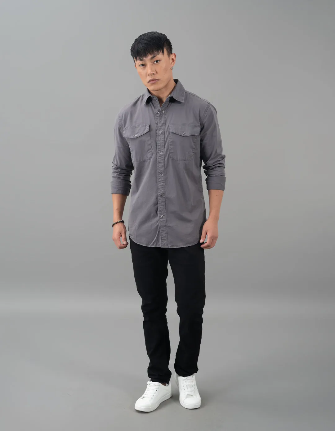 Dk Grey Full Sleeves Solid Shirt