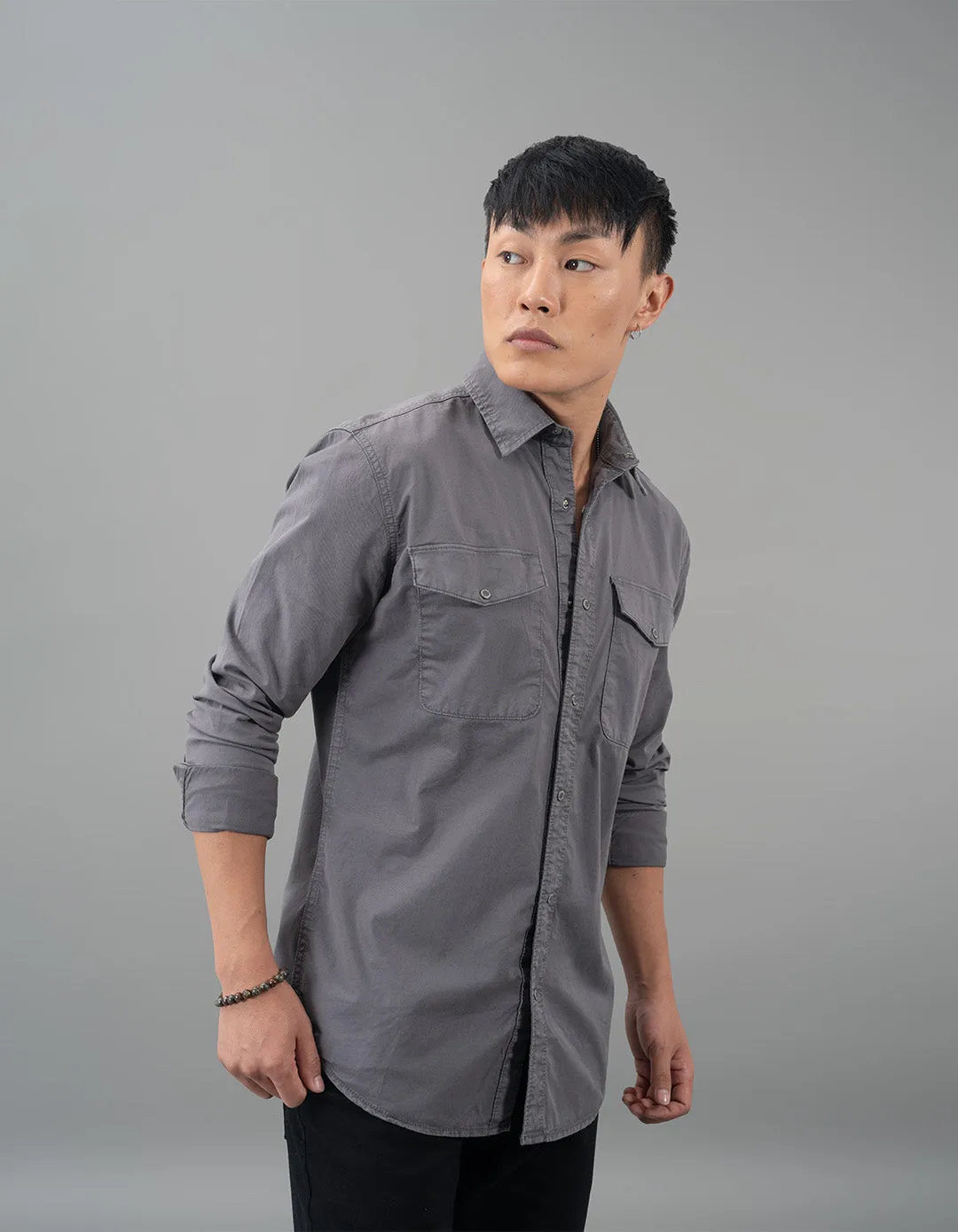Dk Grey Full Sleeves Solid Shirt