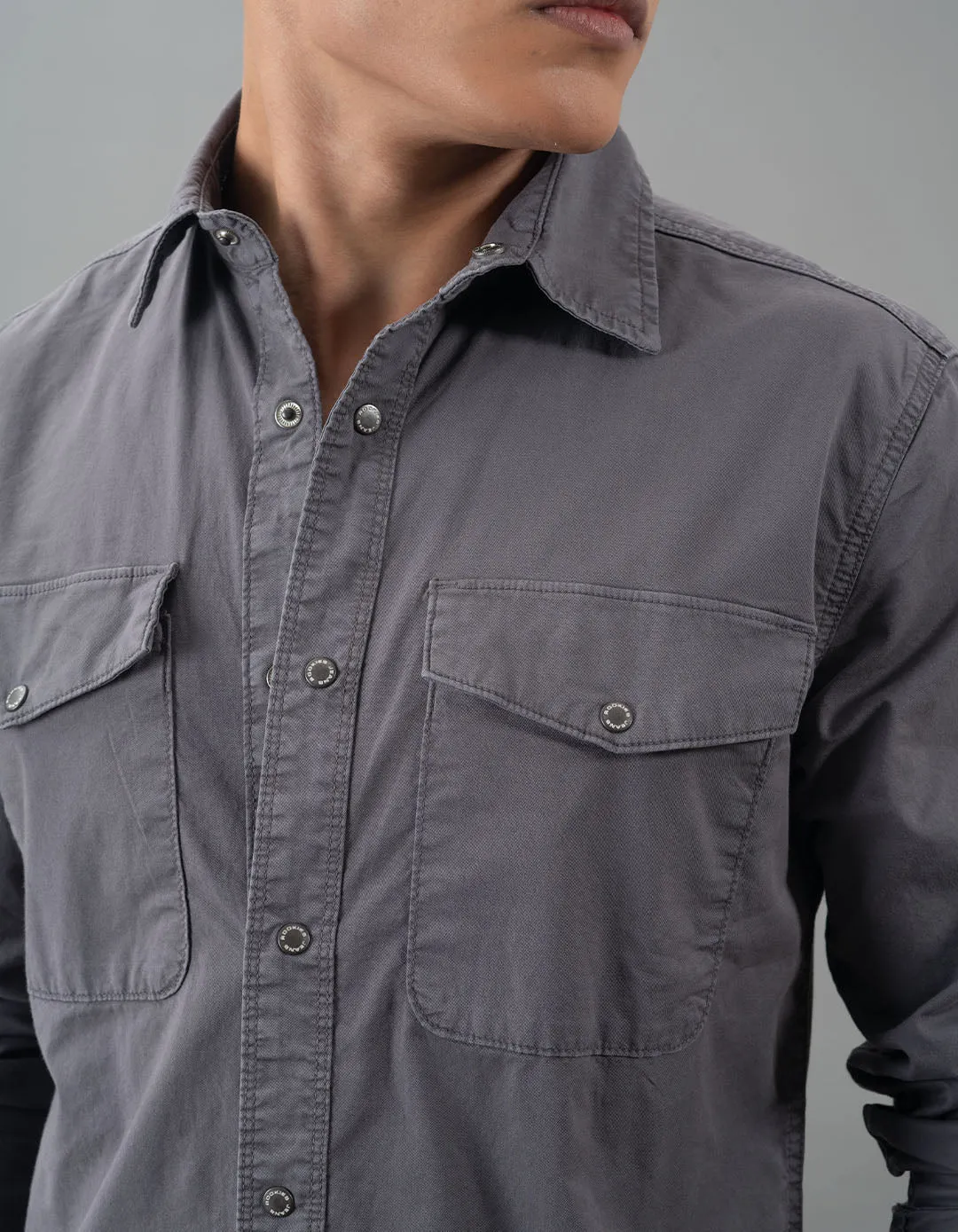 Dk Grey Full Sleeves Solid Shirt