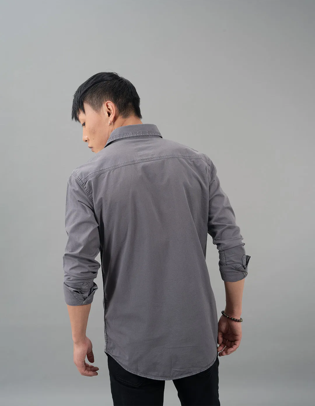 Dk Grey Full Sleeves Solid Shirt