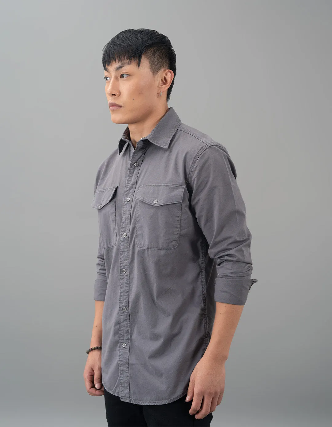 Dk Grey Full Sleeves Solid Shirt