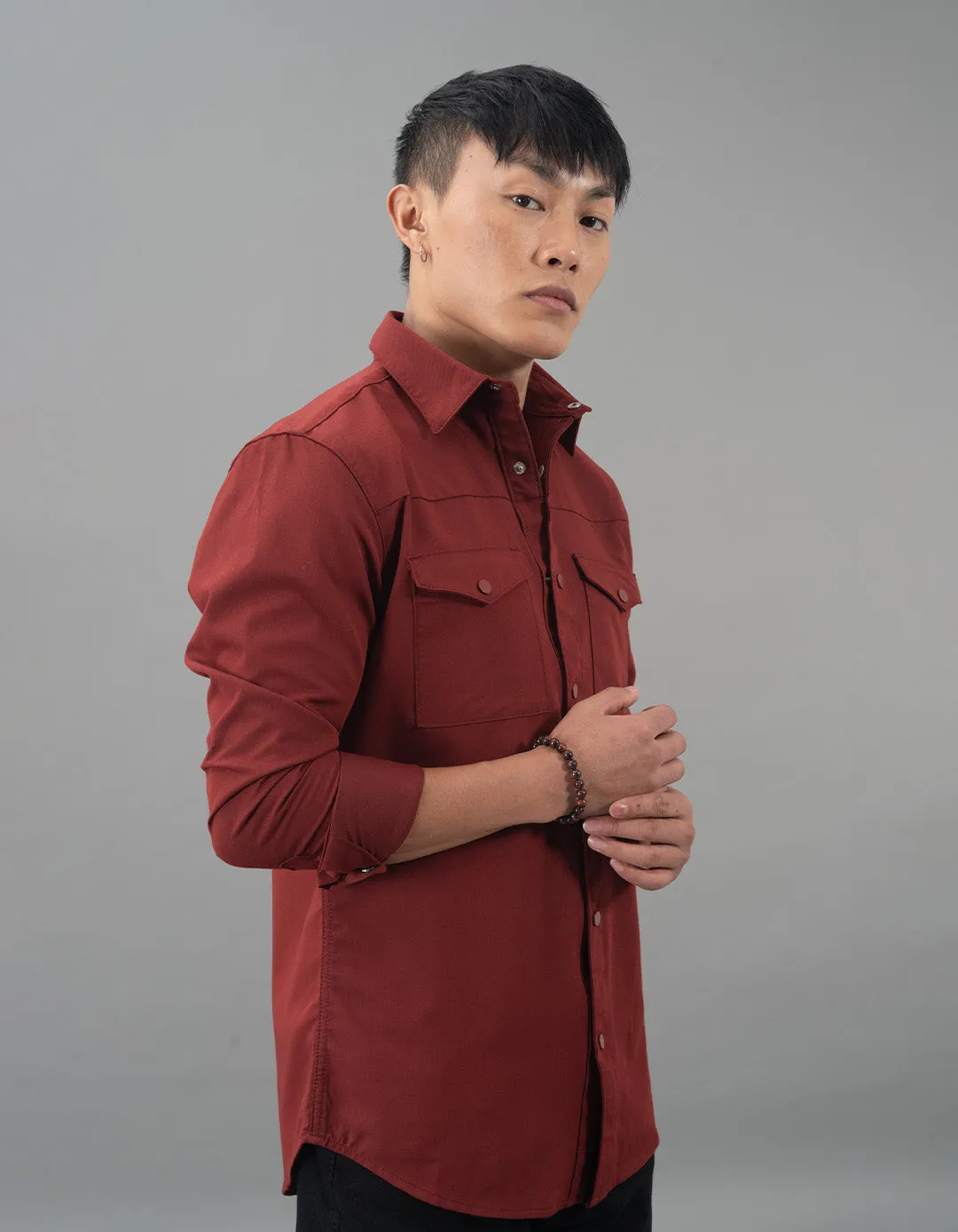 Dk Rust Full Sleeves Solid Shirt